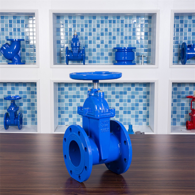 F4 Soft Sealing Gate Valve QTG50 DN100 GGG50 น้ำมันแก๊สน้ำสีแดงสีน้ำเงิน