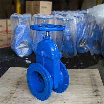 เหล็กดัดยืดหยุ่นที่นั่งวาล์วประตูมาตรฐานเยอรมัน GGG40 Dn200 Gate Valve