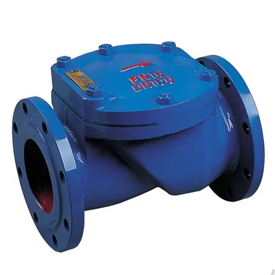 QT450 เช็ควาล์วเหล็กหล่อน้ำเสียไฮดรอลิก PN10 Flap Flanged Ball Check Valve